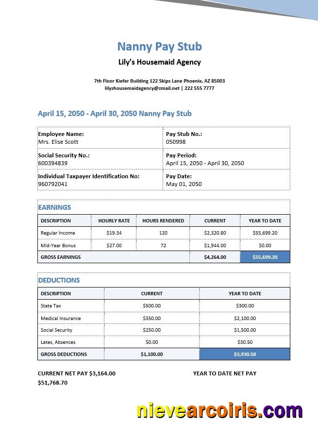 Nanny Pay Stub